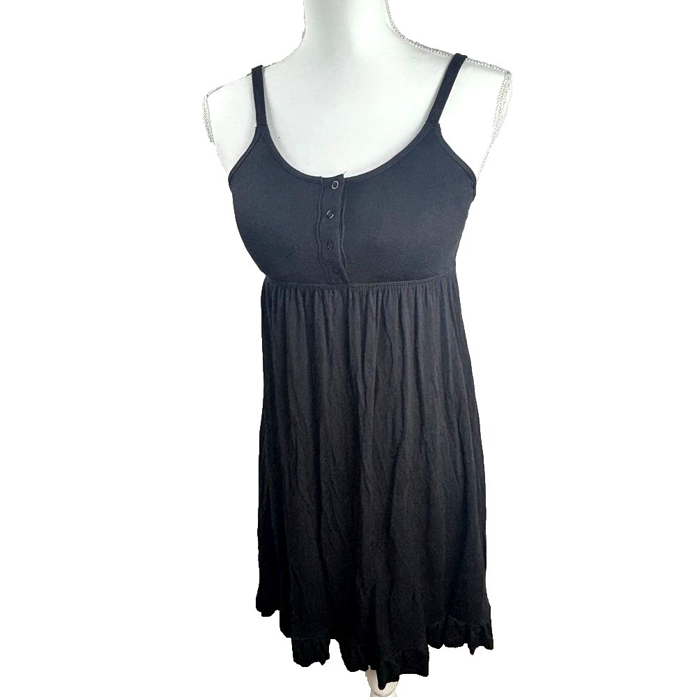 JOYSPUN Maternity Nightgown Black Button Front Empire Waist Tank‎ Size S M